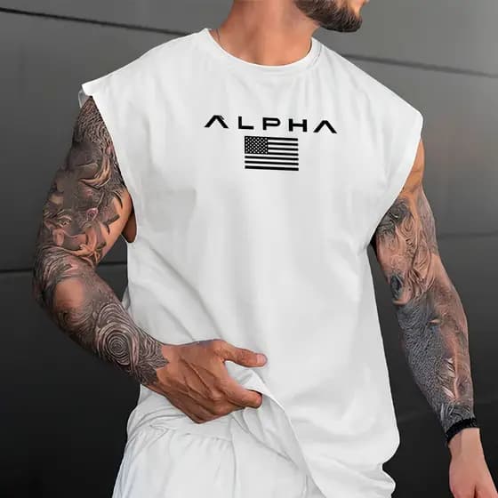 Camiseta Regata Machão P ao GG / G1 ao G5 Plus size 100% Algodão Treino Academia Alpha American