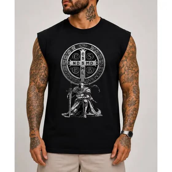 Regata Machão Camiseta Medalha São Bento Algodão do P ao Plus Size