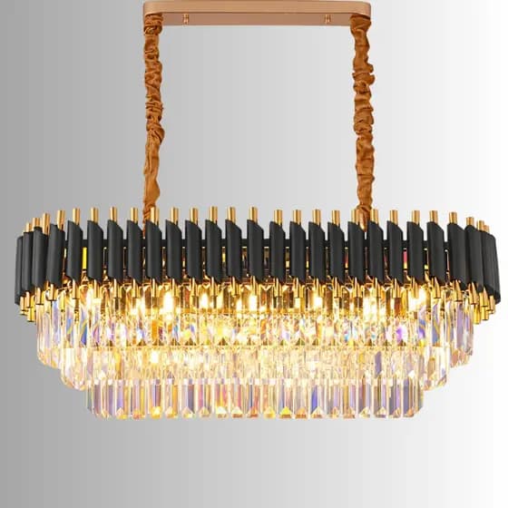 Lustre Pendente de Cristal e Metal para Sala de Jantar