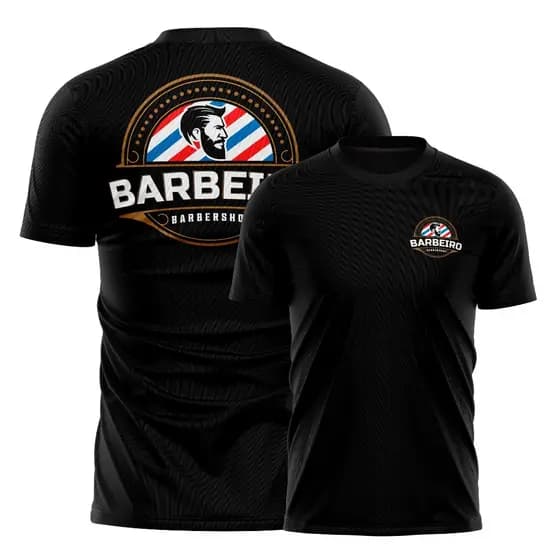 Camiseta Barbeiro Profissional Uniforme Barbearia Masculina Estilosa Trabalho Confortável