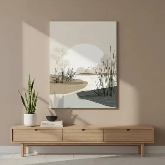 Lindo Quadro Decorativo Paisagem Abstrata Moderno Elegante Grande Estiloso Para Escritório Sala Hall De Entrada