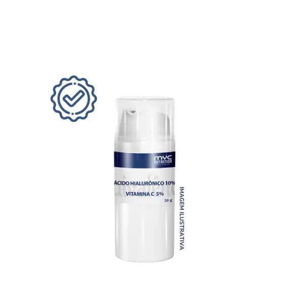Ácido Hialurônico 10% + Vitamina C 5% Gel Creme Facial 30g | Hidratante Anti-Idade Clareador Pele Radiante