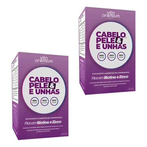 Suplemento Cabelo Pele e Unhas com Biotina Zinco Colágeno 60 Cápsulas