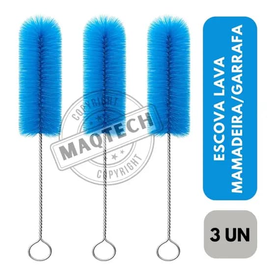 3 Escova Lava Mamadeira Garrafa Cabo Longo Multiuso Limpeza Profunda Higiênica Copo Profundo Squeeze