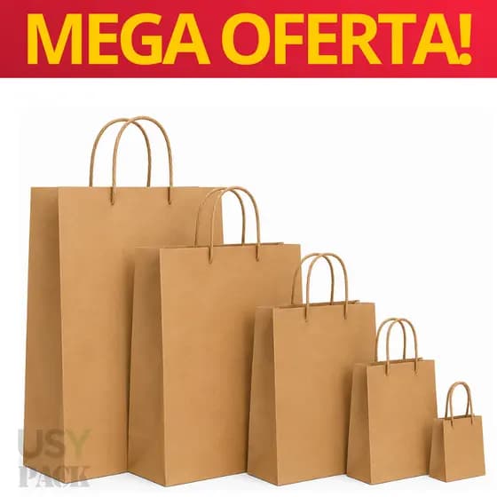 Sacola Kraft Offset Reforçada C/10 Cordão de Nylon Pacote Embalagem Presente Brinde