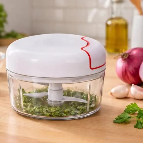 Multi Processador De Alimentos Manual Com 2 Lâminas Corda Retrátil