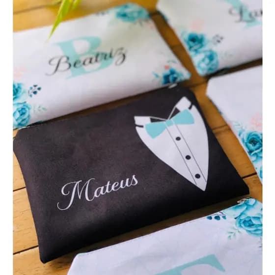 7 Necesser Slim 20X14cm Personalizado c/ nome - Floral Madrinhas e Padrinhos