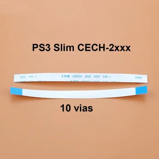 Cabo Flat Power 10 Vias PS3 Liga Desliga Reparo Playstation 3 Slim - CECH-2000