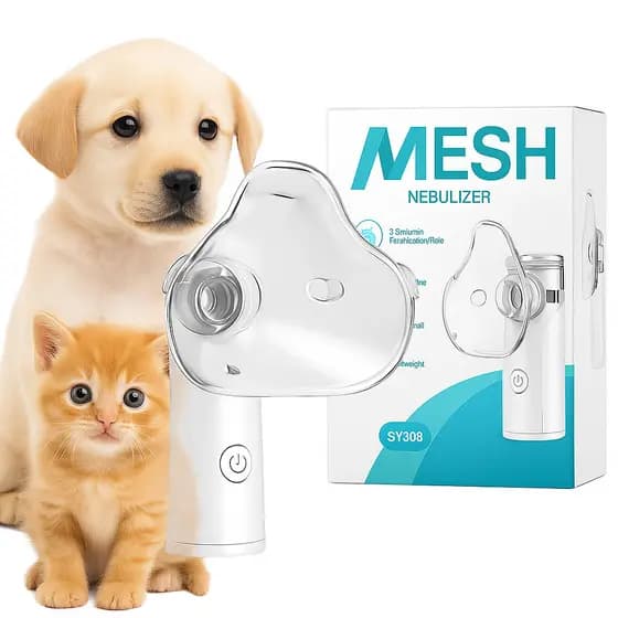 Nebulizador Inalador Para Gatos Caes Silencioso A Pilha Usb Portatil Confortável 3 Níveis Operação