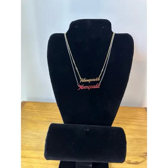 Colar com Pingente Abençoado Por Deus banhado a ouro/Prata modelo feminino - acessorios novos