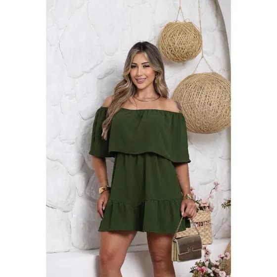 Macaquinho Ciganinha Plus Size Short Saia - Ombro a Ombro