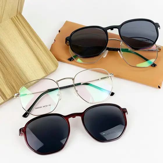 Armação De Óculos Feminino Hexagonal De Metal Suporta Todos os Graus + Clipon Cf476