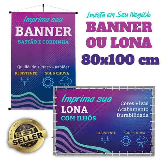 Banner 80 x 100 cm Banner Personalizado, Letreiro, Banner com Foto, Loja e Evento - ENVIE SUA ARTE