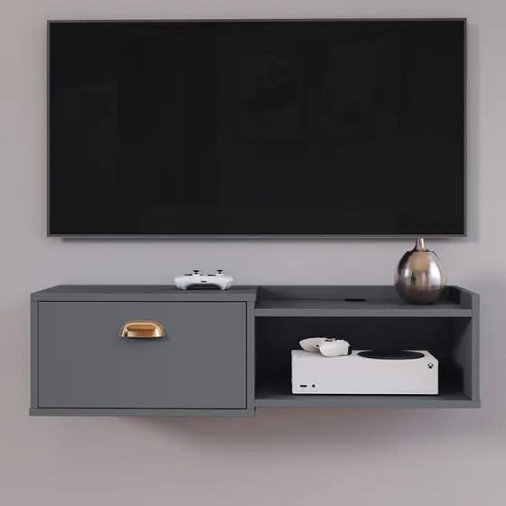 Rack Suspenso Home TV 32" Bancada Flutuante Canadá 90cm Porta Nicho Eletrônico Sala Quarto Pequeno