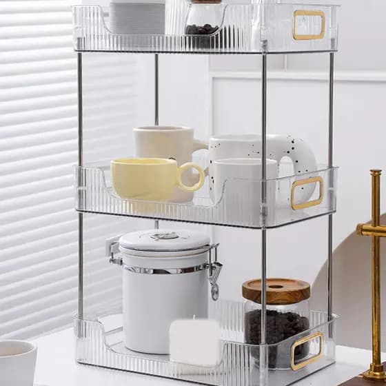 Organizador 3 Prateleiras Multiuso Acrílico Transparente Para Cosméticos Maquiagem Perfumes