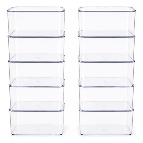Kit 10 Caixa Com Tampa Organizadora Multiuso Acrílico Transparente 3,5L