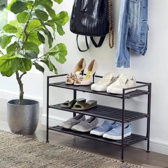 Sapateira Organizadora 3 Prateleiras vertical Empilhável multiuso de Metal Nordic