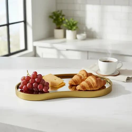 Bandeja Decorativa Espelhada Luxo Orgânica Lavabo Multiuso Preto