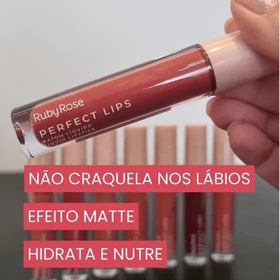 Batom Líquido Matte | Perfect Lips Ruby Rose | Batom Matte Longa Duração | Batom nude | Cor dream big