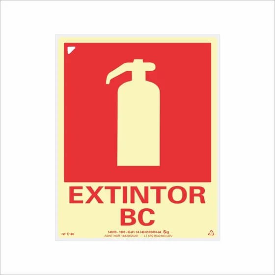 Placa de Sinalização para Extintor Classe BC