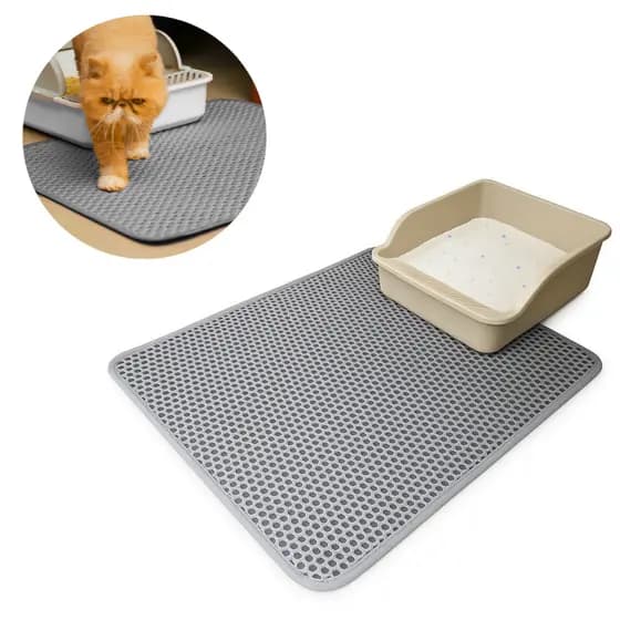 Tapete Higiênico Para Gatos Coletor De Areia Limpa Patas Para Caixa De Areia - Cor Cinza, Tamanho Grande