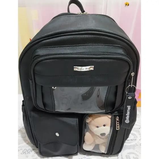 Mochila viagem, sintético , bolsos frontais e laterais, amplo espaço interno.