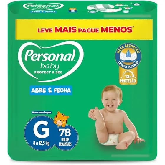Fralda Personal Baby Grande, 78 Unidades | Protect & Sec, Promo