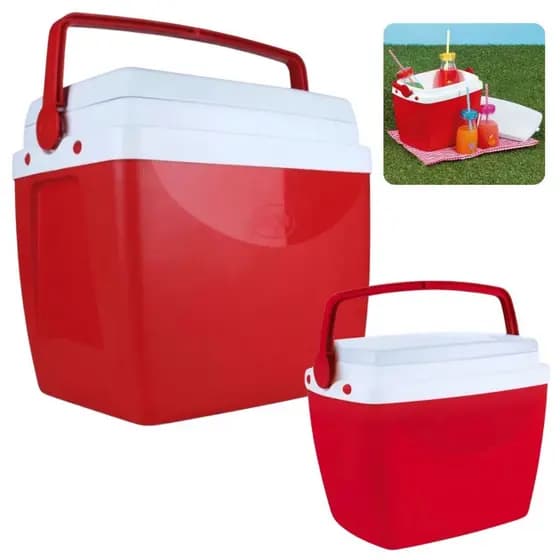 Kit Vermelho e Branco: 1 Caixa Térmica 6 Litros + 1 Caixa Térmica 26 Litros Mor Praia e Camping