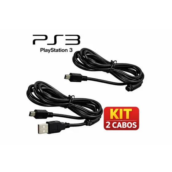 Kit Cabo V3 USB Ultra Resistente – Carregamento Rápido Transferência de Dados para PS3