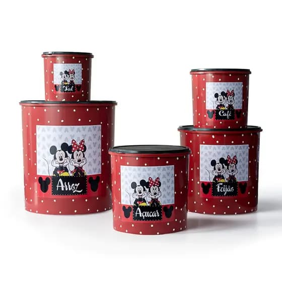 Kit Mantimentos Plástico Redondo Personalizado Mickey Minnie pintura Cores