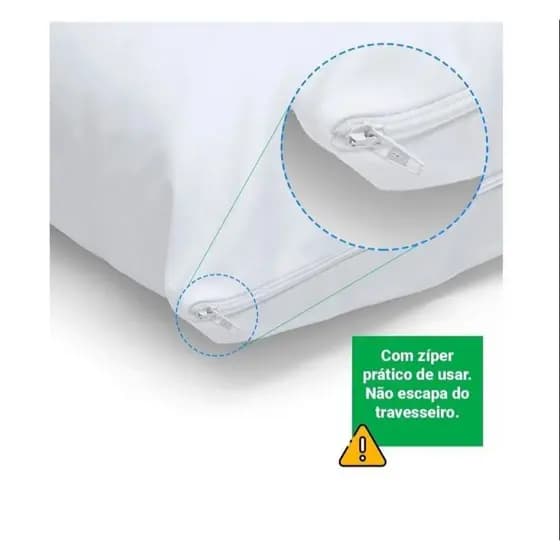 Kit 3 Fronhas Impermeável Anti - Ácaro Com Zíper 0,70 cm x 0,50cm - Branco