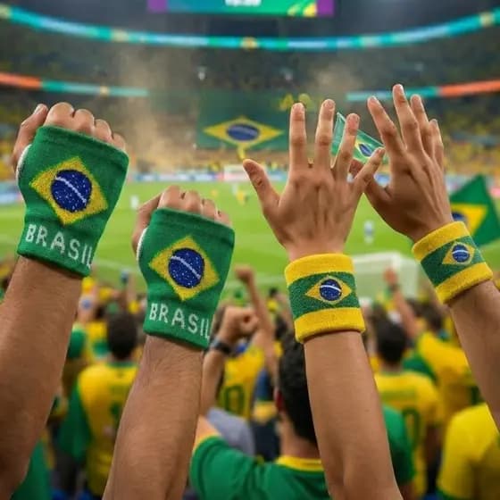 2 Munhequeiras Brasil Copa Bandeira Esportiva Algodão Par