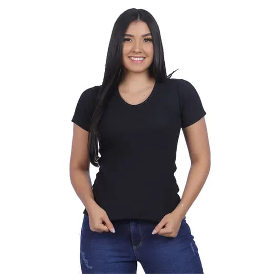 blusa camiseta feminina tshirt carolina elastano canelada