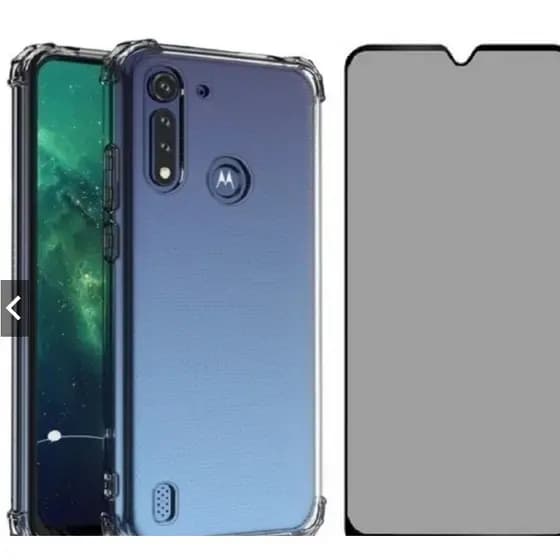 Kit Capa Anti-Impacto + Película 3D Privacidade P/ Moto G8 Power Lite