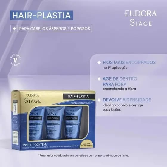 Kit Siàge Mini Hair Plastia ( kit viagem de 50ml cada produto para cabelos) Eudora