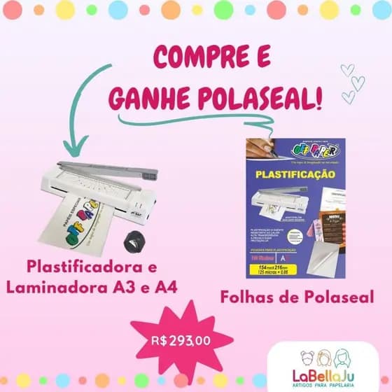 Plastificadora Laminadora A4 e A3, Guilhotina e Arredondador de Borda 3x1 - OFF PAPER