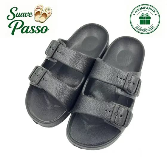 Sandália Papete Chinelo Feminino Fivela Tiras EVA Ortopédico Antiderrapante Impermeável Leve