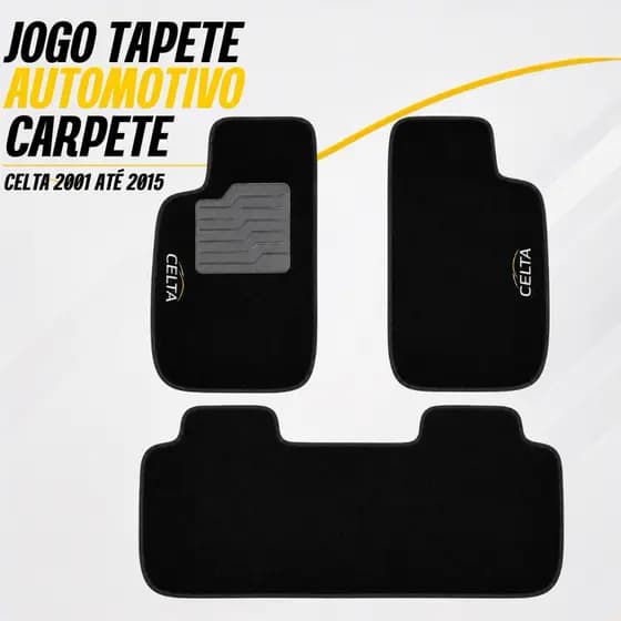 Jogo De Tapete Carpete - Compatível Com Celta - 2002 - 2015 - Preto Bordado - Automóvel - Carro