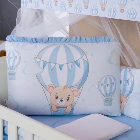 Kit Berço Americano 13 pcs para Bebê Menino Urso Baloeiro
