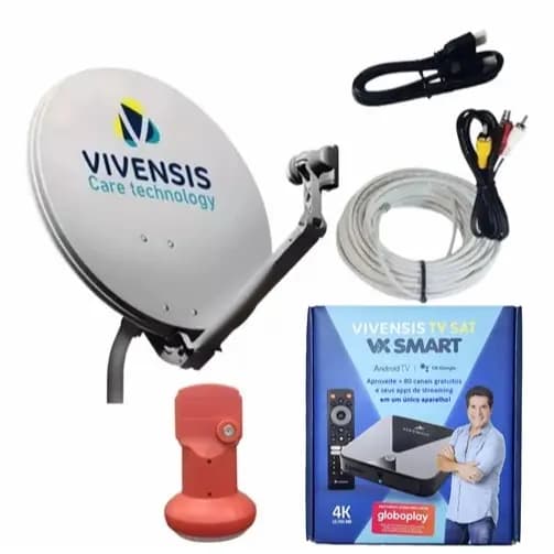Kit Tv Antena Vivensis + Receptor Vx Smart + Lnbf + Cabo