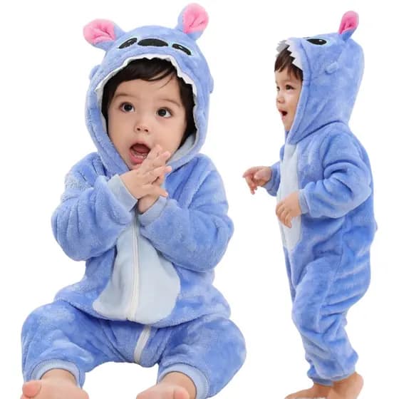Macacão Bebê Stitch Menino Menina De Pelúcia - Pronta Entrega