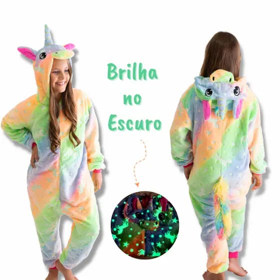 Macacão Pijama Infantil Unicórnio Menina Kigurumi - Envio Imediato
