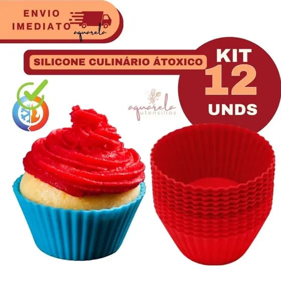 Kit 12 Pecas Forminha De Silicone Forma Assadeira Para Cupcake Capcake Mini Bolo Cozinha Air Fryer
