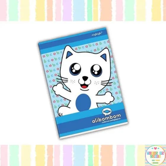 Caderno Alibombom CAPA DURA Azul Sem Pauta Margeado 80 Folhas Desenho Educação Infantil