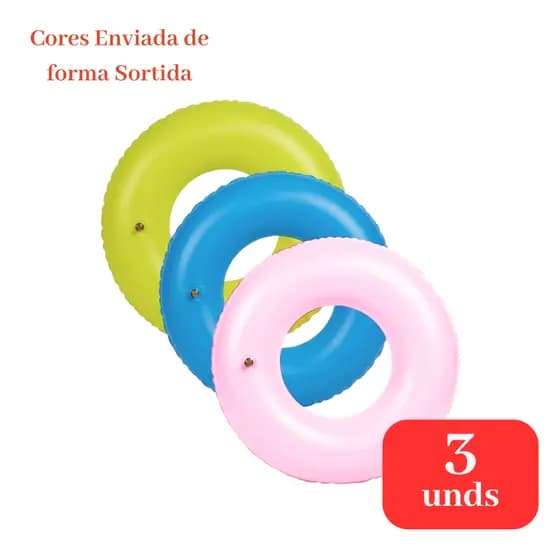 Kit 3 Boias Infláveis Neon Mor 76cm Praia Piscina Sortidas Verão