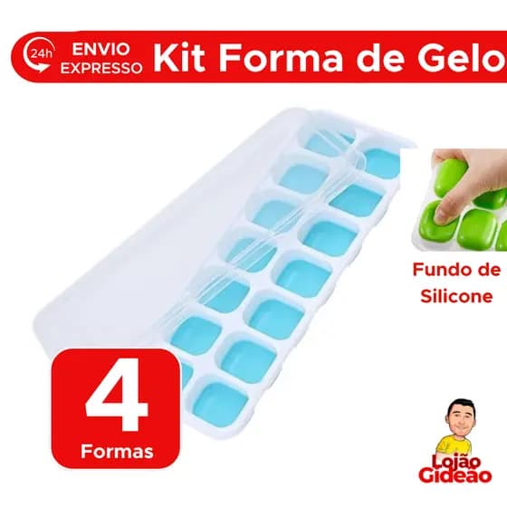 Kit 4 Formas De Gelo De Silicone Com Tampa Multiuso Para Papinha Lavável Com Fundo De Silicone