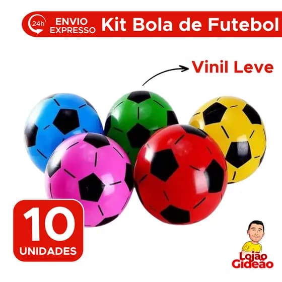 Kit Com Até 10 Bolas De Futebol Leve Inflável Colorida De Plástico Infantil Kids Sortido Para Prenda