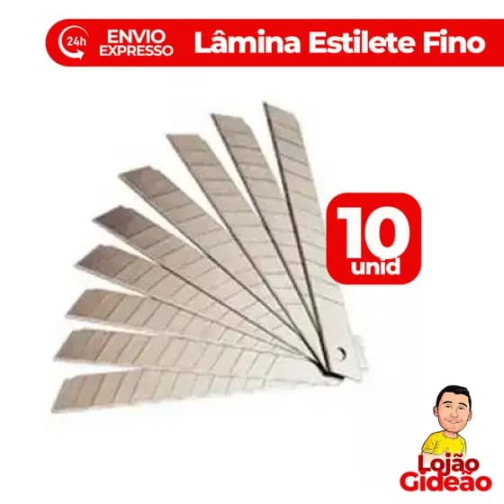 Kit 10 Lâminas Estilete Lâmina Fina 9mm Estojo c/10 Unds Para Escola Trabalhos Artesanato Material