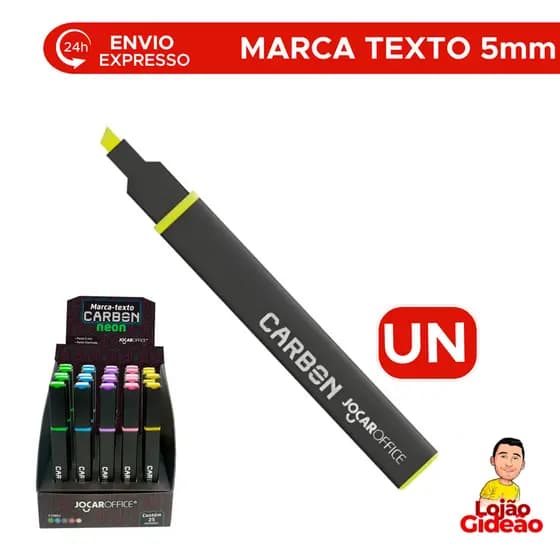 Marca-Texto Quadrado Carbon Neon Line 5mm Com Ponta Chanfrada Jocar Office