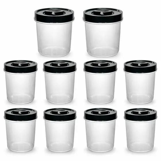 10 Potes Redondos 1 Litro Transparente - Vedação Segura, BPA Free, Versátil